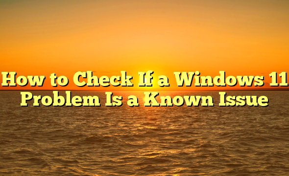 How to Check If a Windows 11 Problem Is a Known Issue